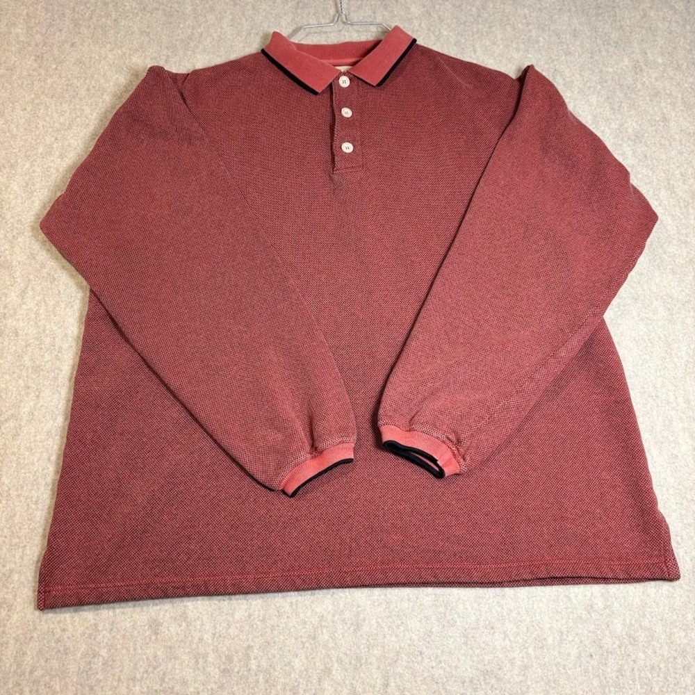 Weekendz Off Polo Shirt Mens XL Red Knit Long‎ Sleeve Classic Preppy Minimalist
